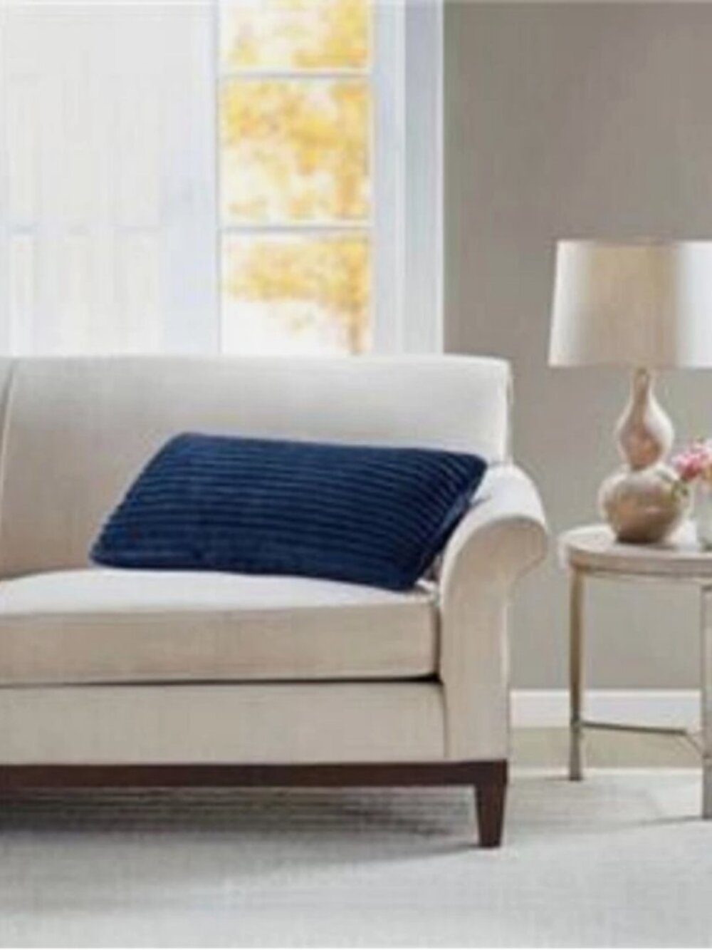 Premier Comfort Corded Plush decorative Pillow, Navy, 14"x30"